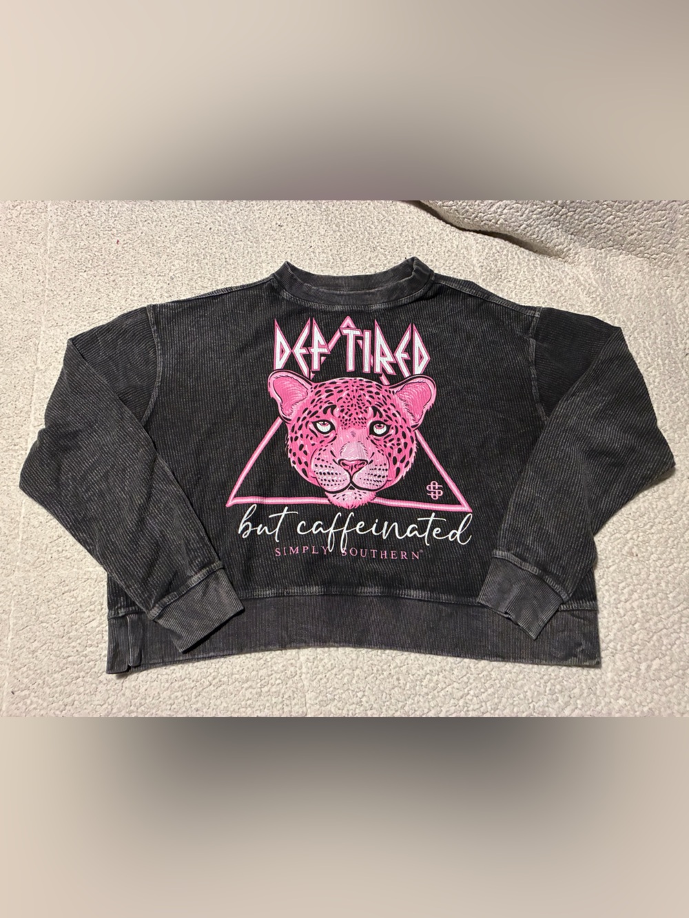 Simply Southern Black Pullover with Pink Leopard Graphic, small oversized, comfy